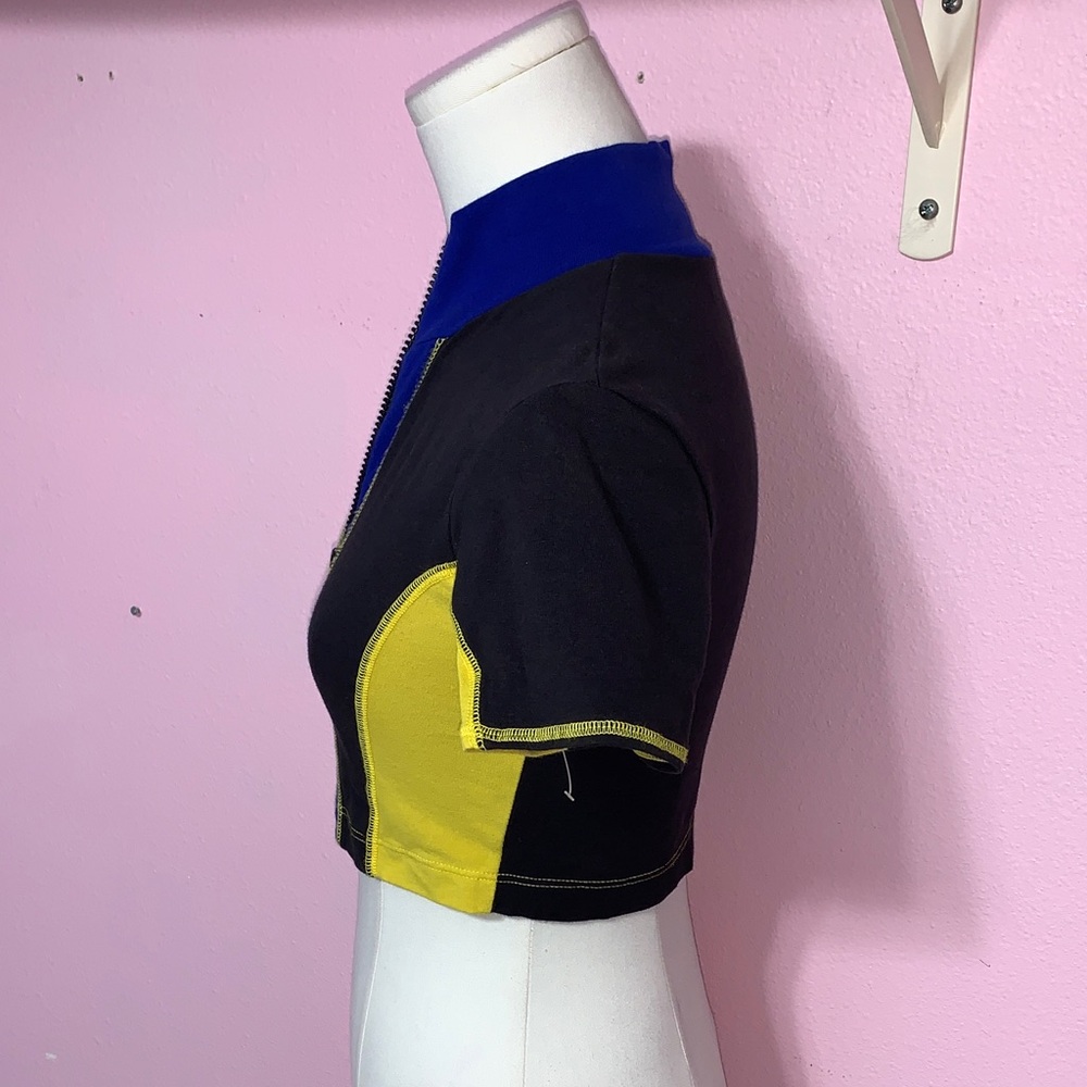 VTG Liz Claiborne Colorblock Cropped Zip-Up Top S - Picture 4 of 10